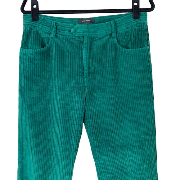 ISABEL MARANT Moreo Cord Trousers Pants Green US 10 FR 42 Corduroy Cropped - Picture 6 of 11